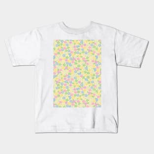 retro yellow florals, groovy 60s pattern, 70s flowers, yellow flower pattern, girly, for teen girl, retro, ditsy, ditsy daisy, pastel yellow Kids T-Shirt